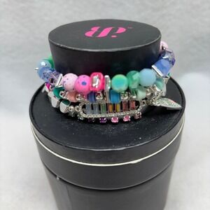Bomb Party Pop The Bubbly and Celebrate Charm‎ Bracelet Stack Silver Plated